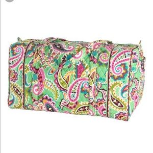 vera bradley large green and pink duffel